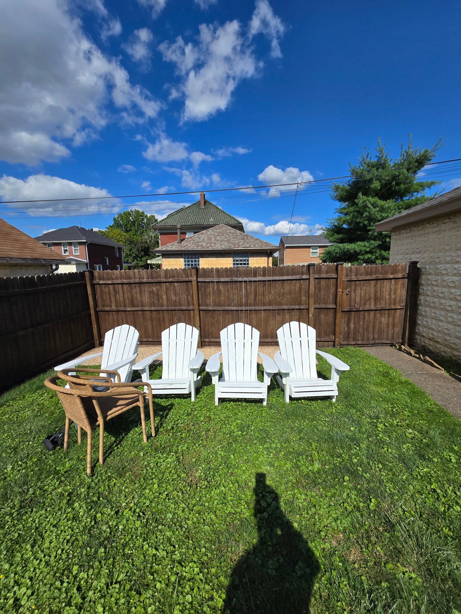 Wood privacy fence staining project in Cranberry Township PA backyard